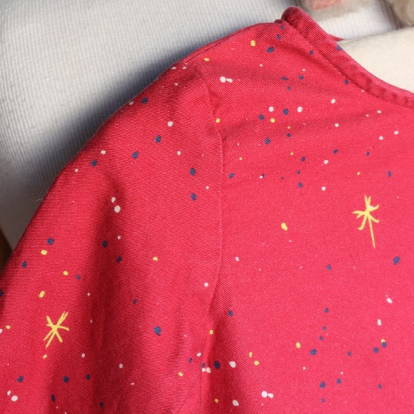 Palava Red 100% Cotton Long Sleeve Festive Holiday Christmas Dress - Picture 7 of 16